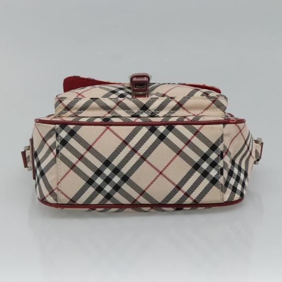 BURBERRY Nova Check Blue Label Shoulder Bag Nylon Beige Red Silver Auth BA669 - Picture 5 of 16